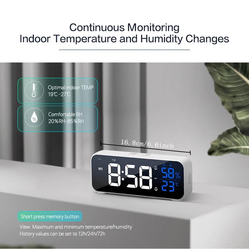 Réveil numérique de Table, horloge électronique avec température, humidité, jour de la semaine et do