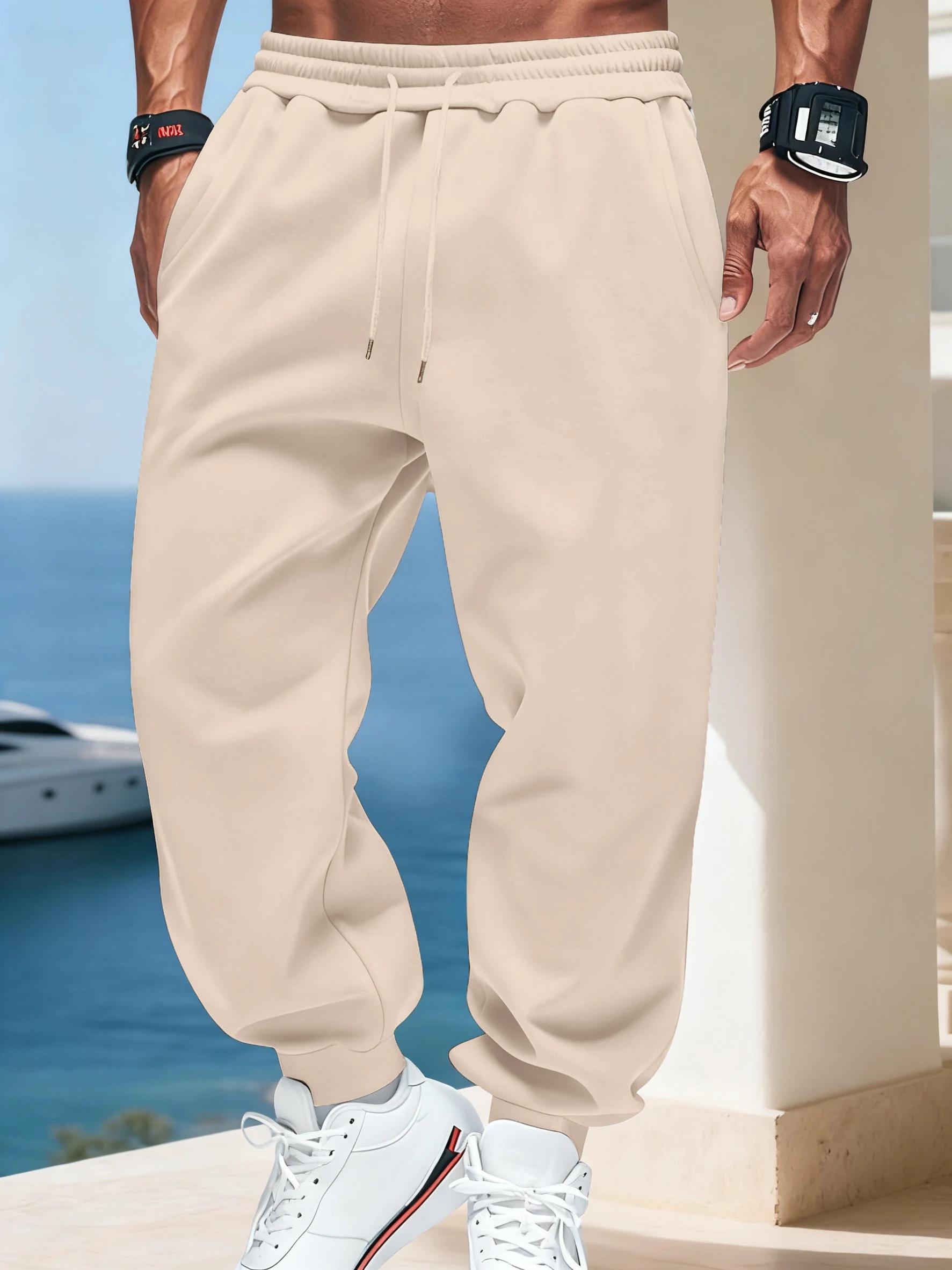 Homme automne polaire pantalons de sport cordon décontracté pantalons longs confortable rue Britches