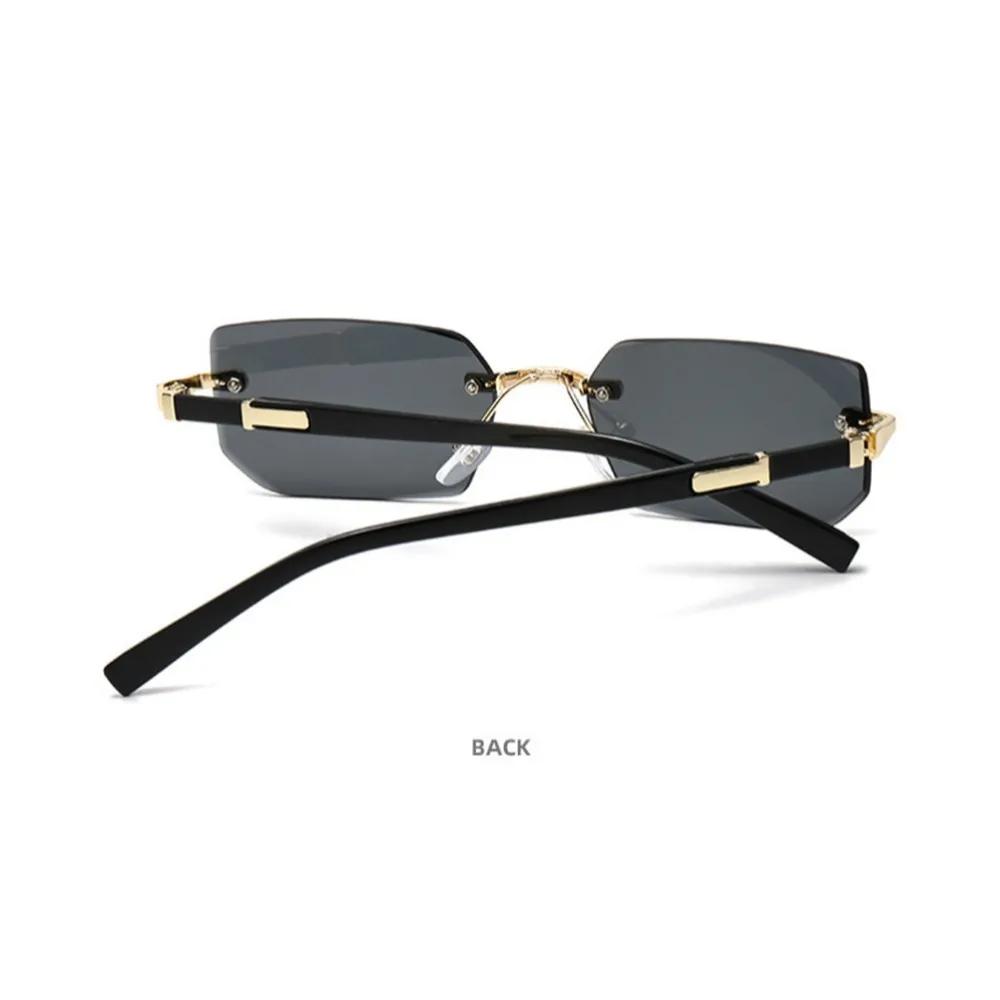 Lunettes de soleil rectangulaires sans monture avec bord coupé, lunettes sans cadre, lunettes de sol