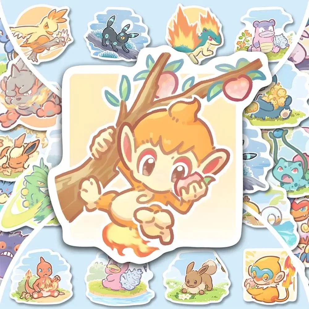 63 pièces Pokemon Anime autocollants Pikachu ordinateur portable planche à roulettes valise Kawaii a