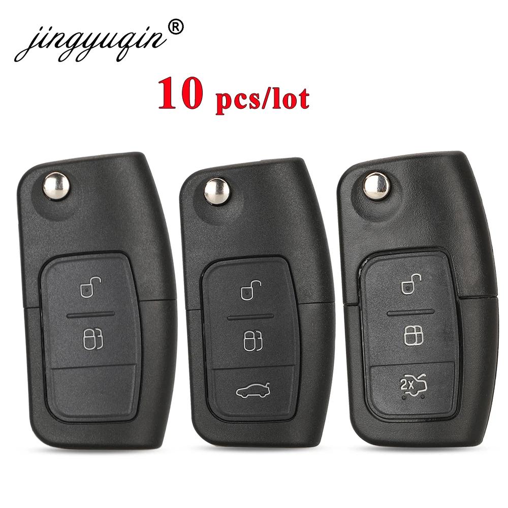 Jingyuqin 10 pièces/lot 3 bouton rabattable voiture clé coque télécommande Fob couverture pour Ford 
