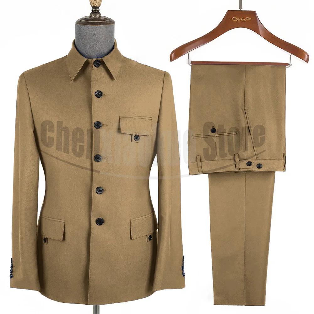 Ensemble de costume pour hommes, Blazer et pantalon formels, tenue deux pièces classique, col montan