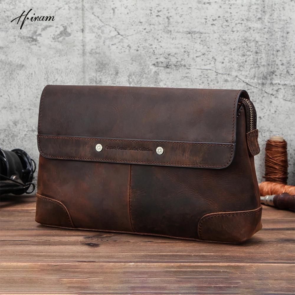 Pochette de luxe en cuir de vache pour hommes, pochette pour iPad Mini 4 5 6, Iphone, portefeuille à