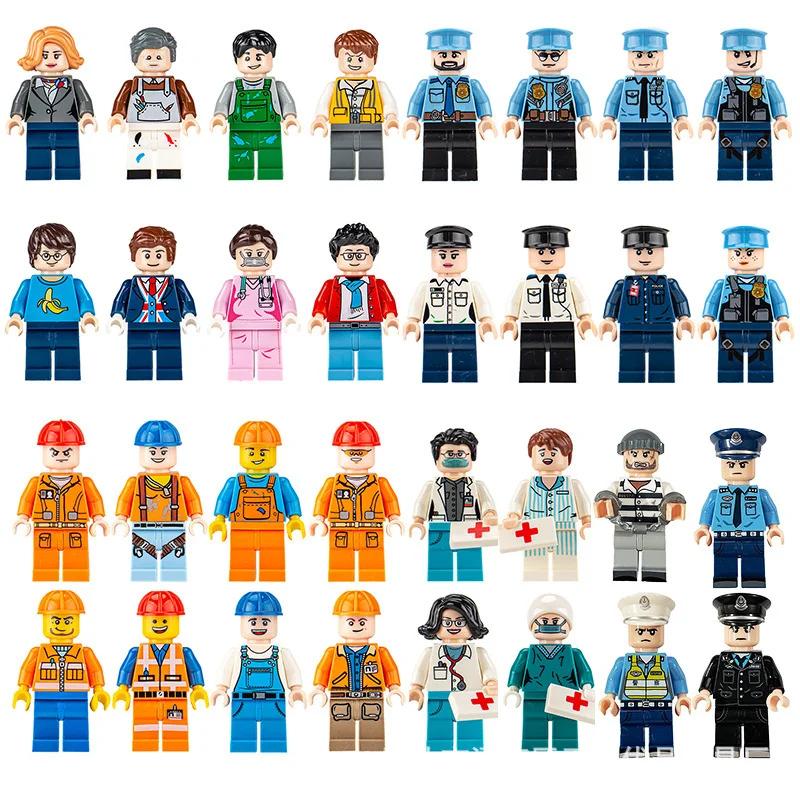 Mini puzzle de dessin animé de pompier d'ingénieur professionnel urbain, Compatible avec les modèles