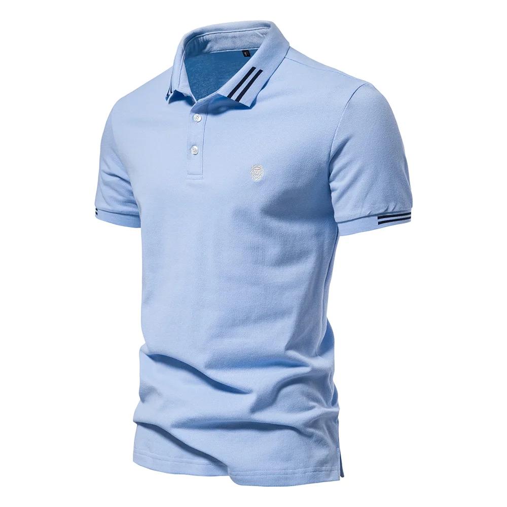 AIOPEON marque 100% coton hommes polos décontracté couleur unie à manches courtes polos pour hommes 