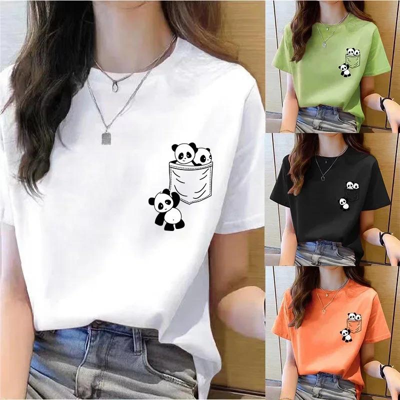 T-shirt manches courtes col rond femme, estival et à la mode coréenne