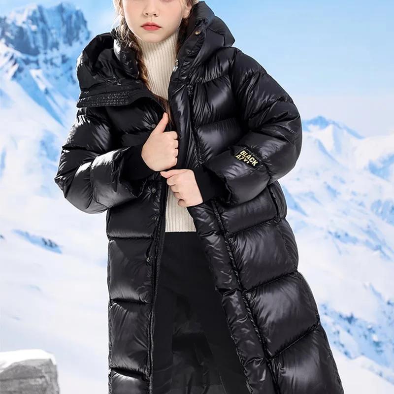 Manteau Long en coton épais noir et or pour enfants, veste d'hiver en coton pour garçons et filles, 