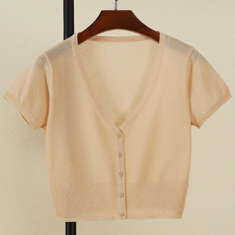 cardigan femme court haut ete légère manteau protection solaire korean style gilet maille tricot fem