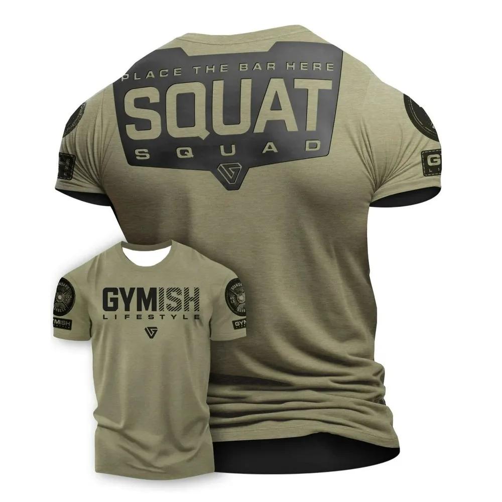 Vente chaude d'été hommes gym formation lettre imprimé polyester micro élastique respirant col rond 