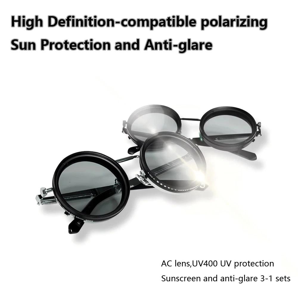 Lunettes de soleil rondes polarisées ND9 lunettes de soleil à gradation réglable hommes femmes rétro