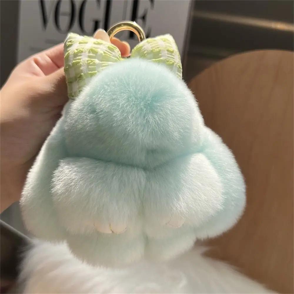 Porte-clés de voiture en peluche, Mini lapin, nœud en cheveux, sangle de sac, Couple de lapin mignon