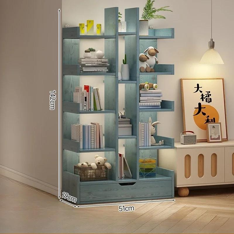 Bibliothèque de salon en bois massif, armoire de bureau Simple et moderne, étagère à livres multi-ni