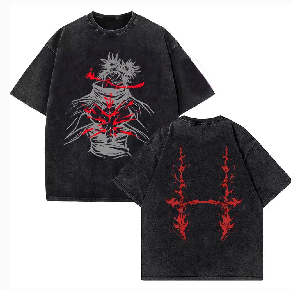 Vintage lavé Jujutsu Kaisen CHOSO t-shirt femmes hommes Anime coton t-shirt été Harajuku rue hommes 