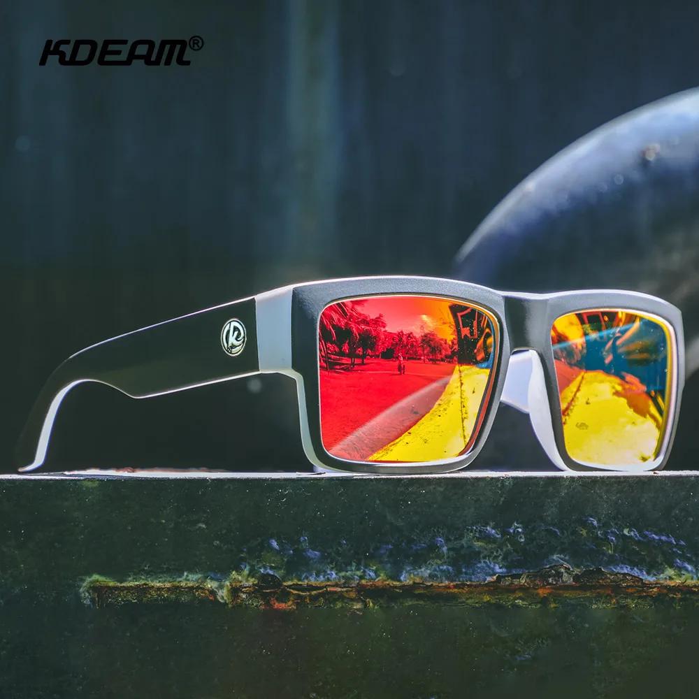 KDEAM toutes les lunettes de soleil polarisées noires unisexe lentille polarisante de forme carrée l