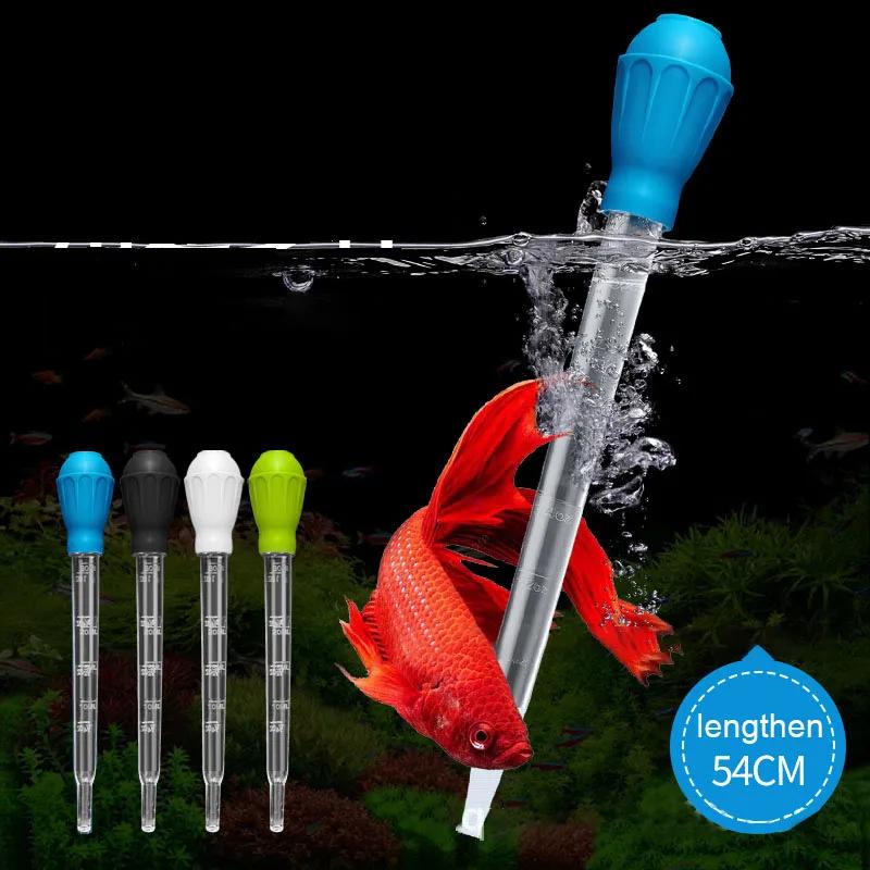 Allonger 54cm aquarium feuilles nettoyage paille Siphon changeur d'eau Aquarium nettoyant compte-gou