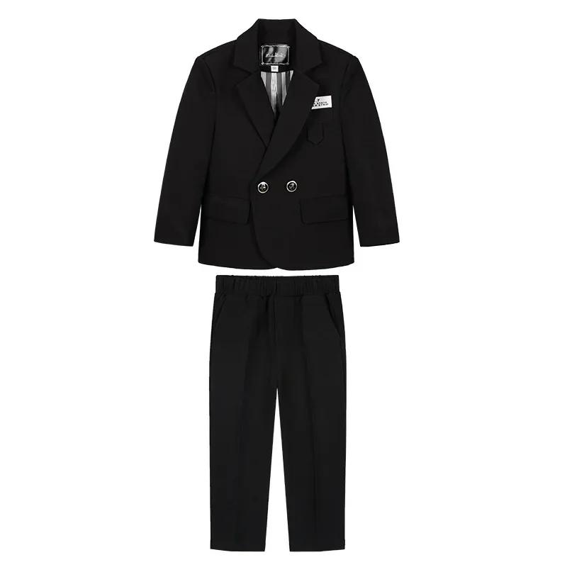 Costume de Spectacle de Piano Noir pour Garçon Adolescent, Tenue de Cérémonie de Remise de Diplôme, 