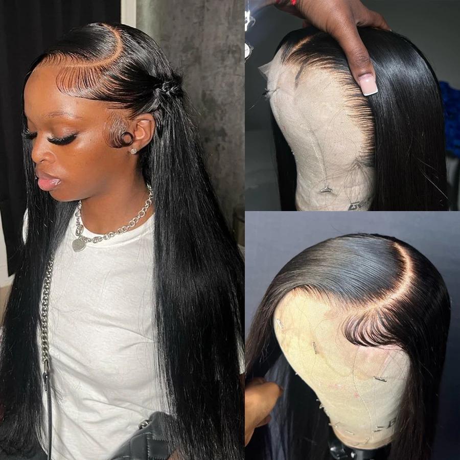Perruque Lace Front Wig brésilienne naturelle-WOW ANGEL, cheveux lisses, 13x6, HD, pre-plucked, nais