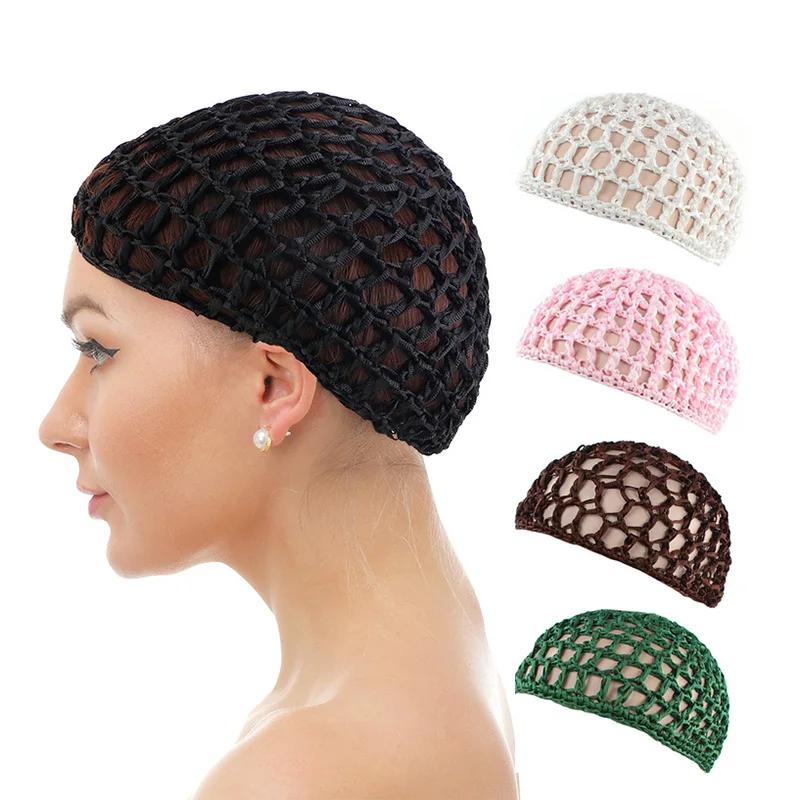 Filet à cheveux en maille pour femmes, bonnets de perruque noirs, bonnet au Crochet fait à la main, 