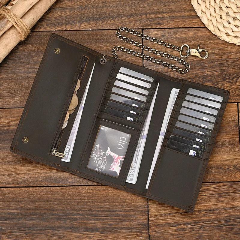 Porte-monnaie à pince en cuir véritable pour homme, portefeuille multi-cartes avec fer JOWrist, port