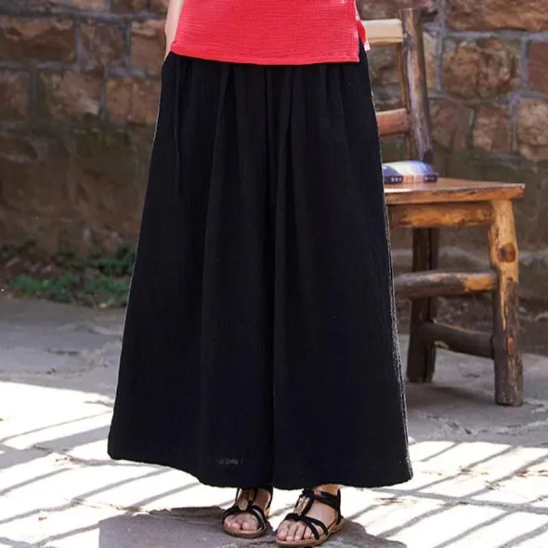 Pantalon large en coton tendance printemps 2026, grande taille, décontracté, en coton et lin, pour f
