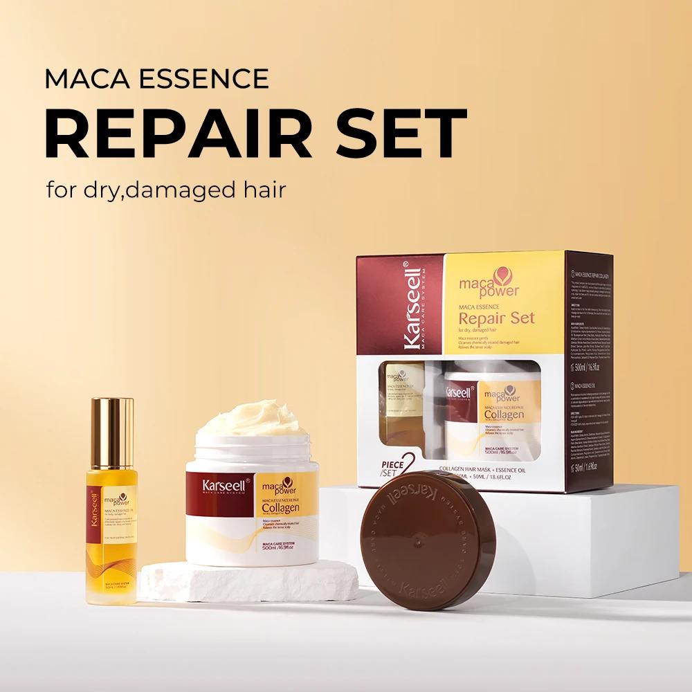 Karseell-Traitement capillaire au collagène, masque réparateur en profondeur, 500ml + sérum à l'huil