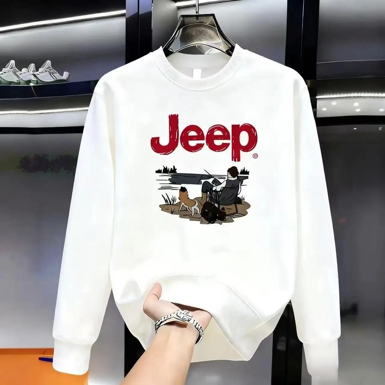 Nouveau sweat-shirt épais à manches longues pour hommes de la marque Jeep, haut imprimé polyvalent à