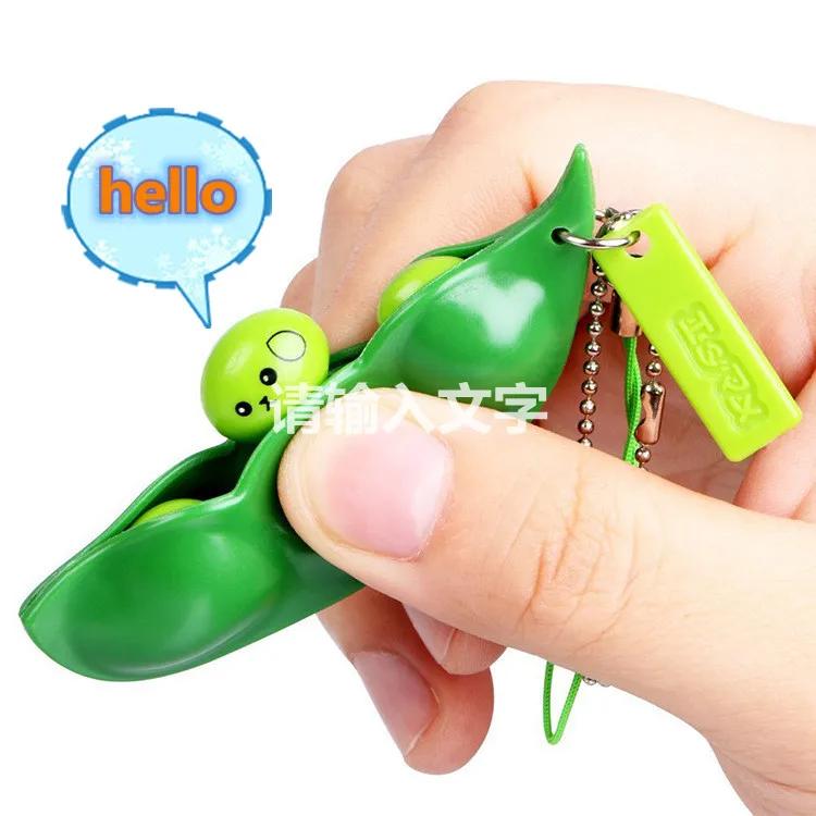 2-20 pièces Fidget jouet sac Portachiavi soulagement du stress Edamame jouet presser pois porte-clés