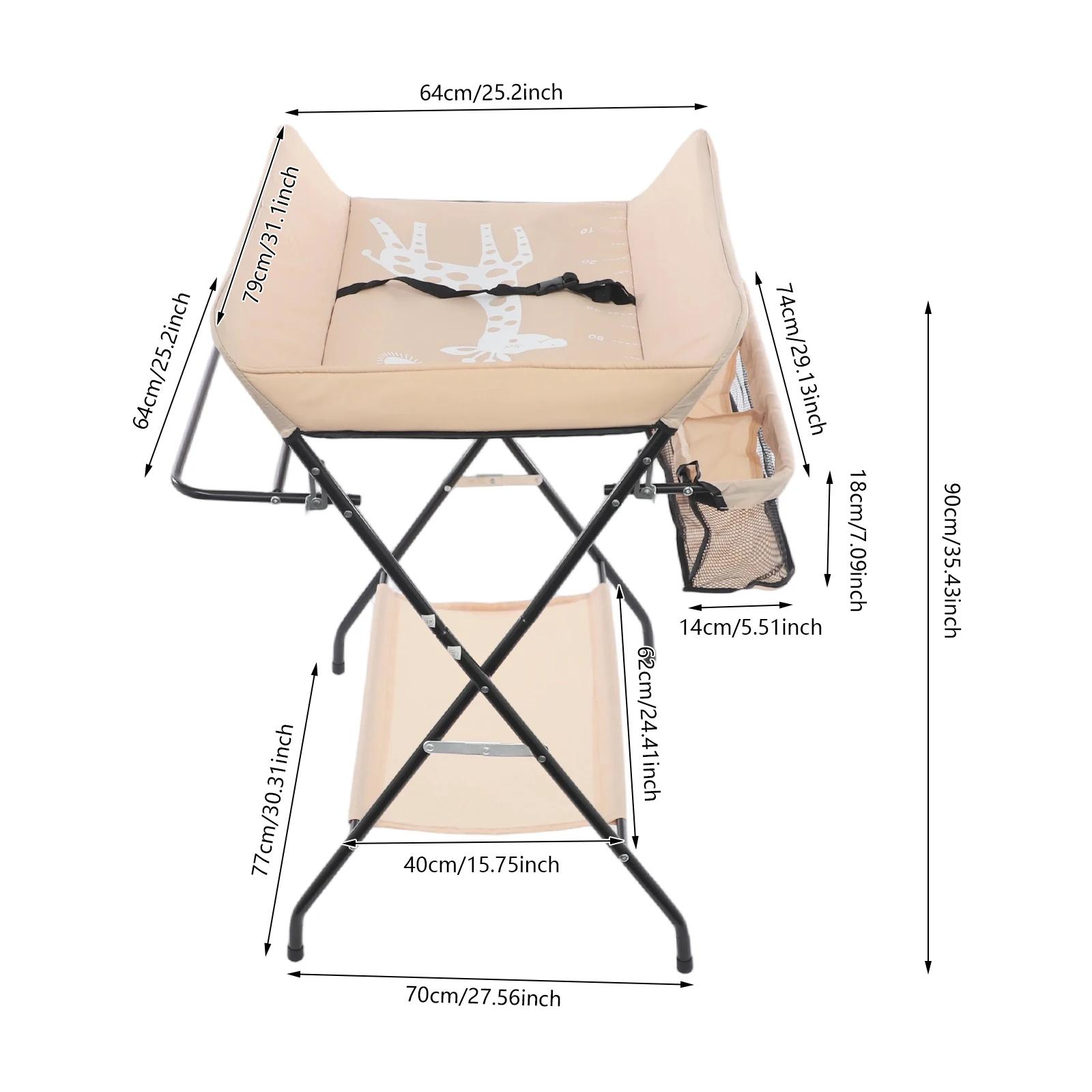 Table à langer portable, station à couches pliable pour bébé avec rangement, plateau 80x63cm pour no