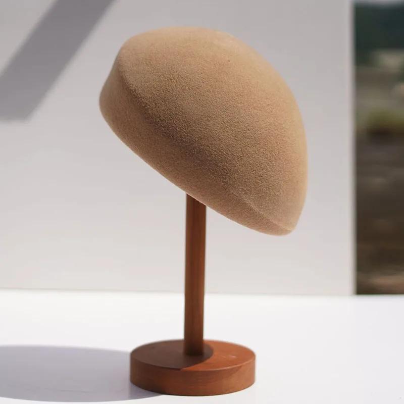 Béret en feutre de laine de style français pour femmes, chapeaux d'hiver formels, pilulier, Derby, c