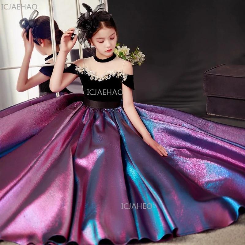 Nouvelle Robe de Soirée Élégante Noire pour Filles, Tenue de Cérémonie pour Enfants, Robe de Princes