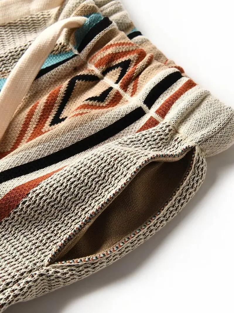 Short vintage américain pour homme, vêtement de plage, fin et respirant, style navajo, avec des docu