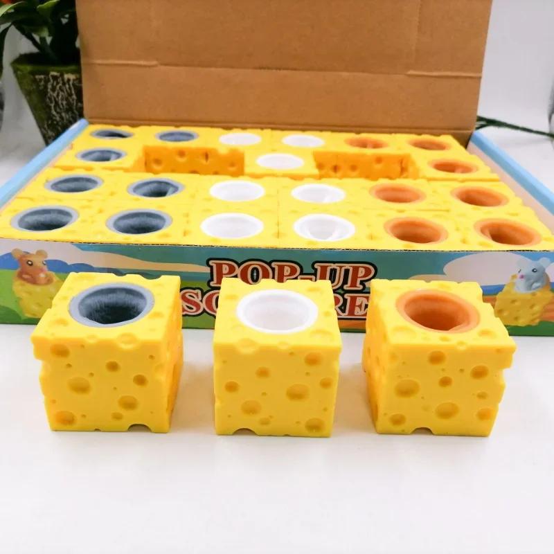 Bloc de souris et de fromage amusant Pop-Up, jouet Anti-stress à presser, figurines cachées et cherc
