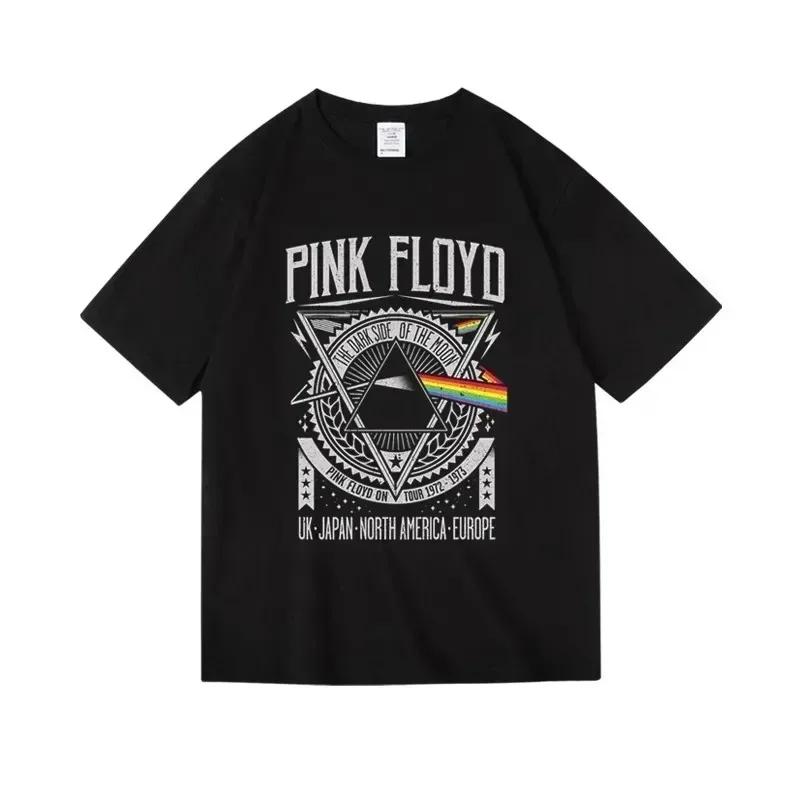 T-shirt vintage avec couverture d'album Pink Floyd The Dark Side of the Moon, t-shirts unisexes en c
