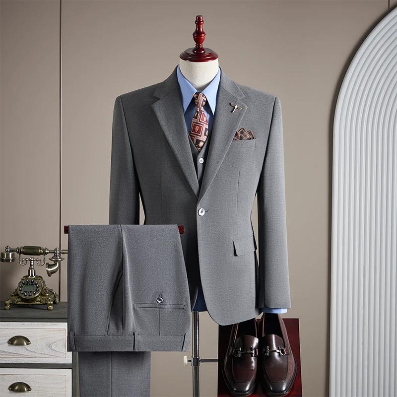 Ensemble de costume de couleur unie pour hommes, de haute qualité, à la mode et élégant, grande tail