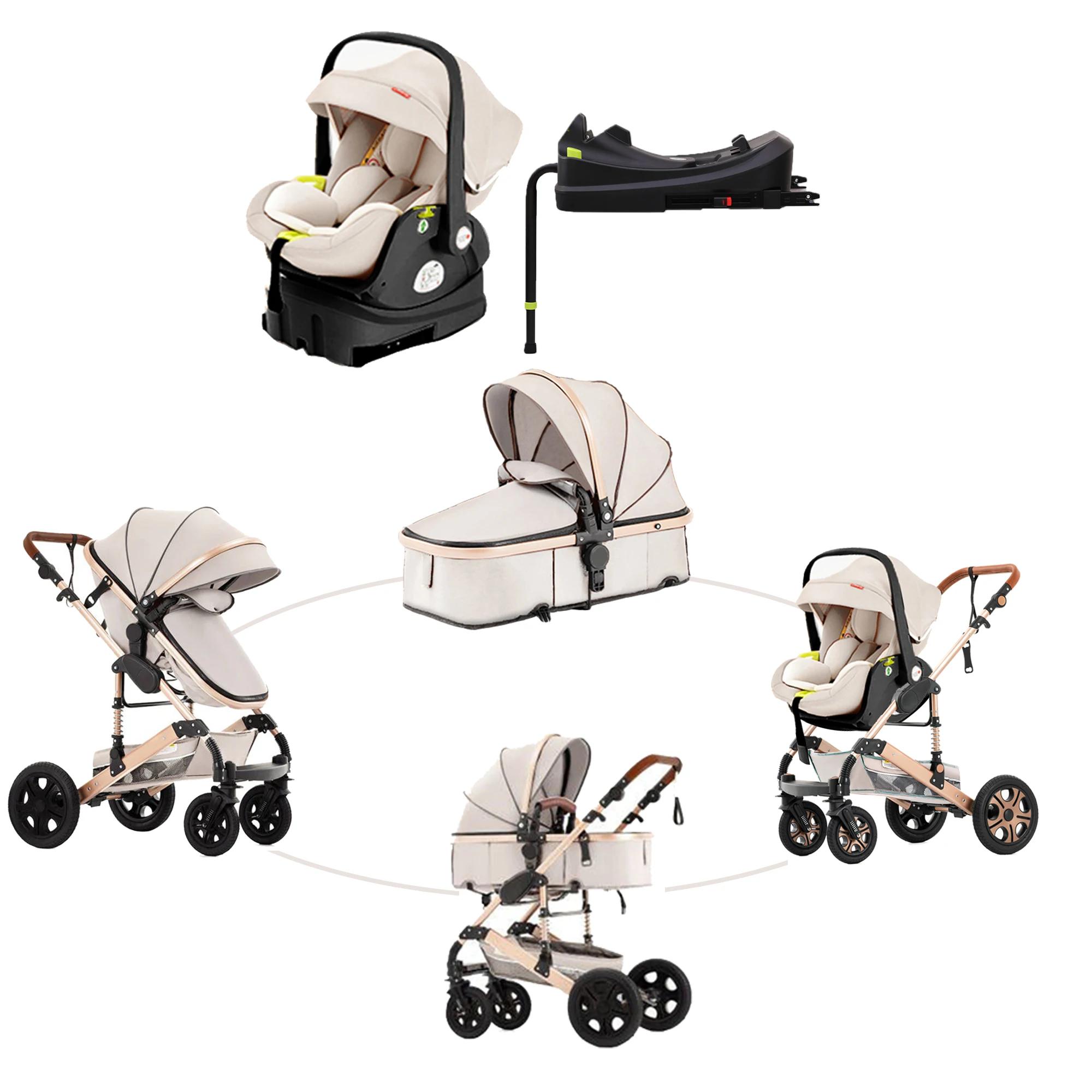 Siège auto combiné pour poussette bébé – Poussette pour bébé avec lit de transport, landau pliable e