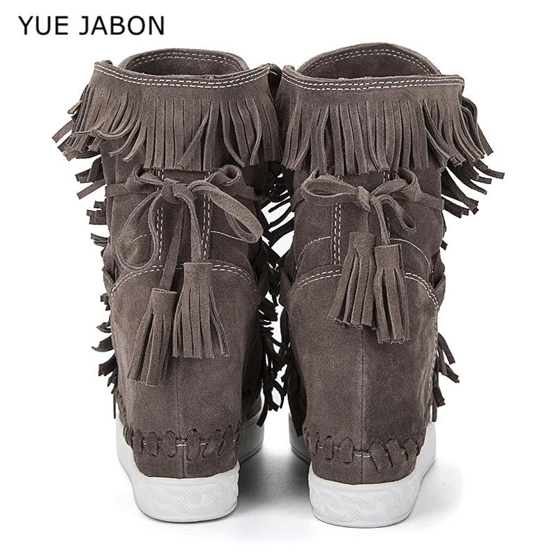 Bottes de rinçage en daim pour femmes, cuir véritable, haut, pompon, dames, recommande d'augmenter l