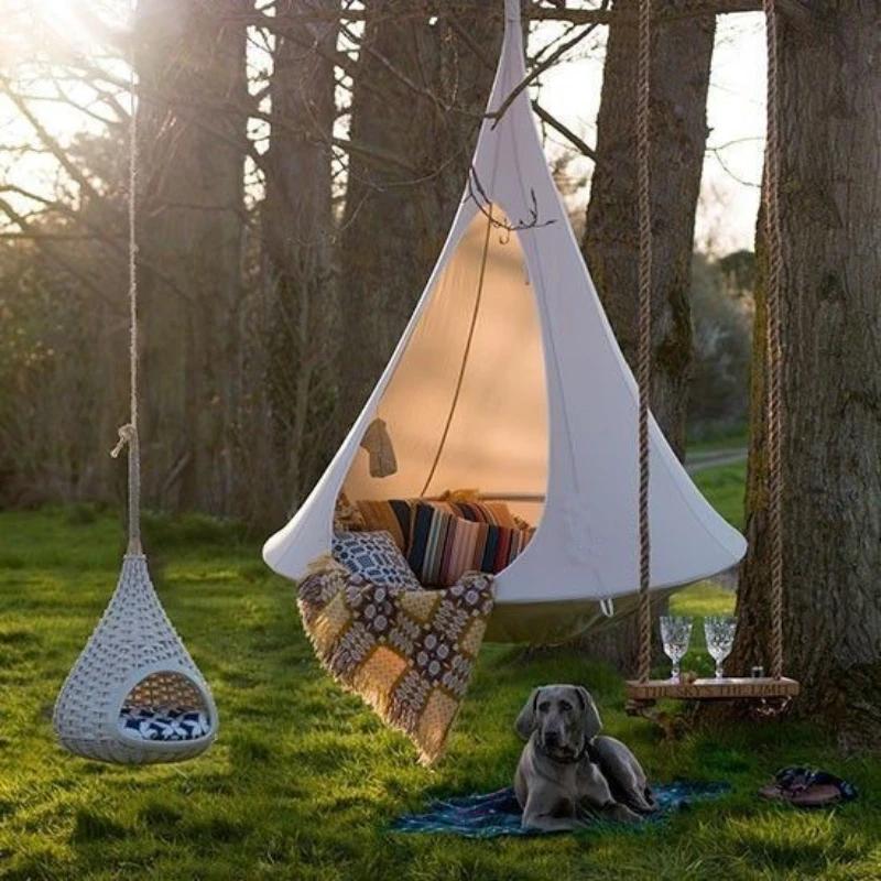 Chaise pivotante d'extérieur, tipi, soucoupe volante d'arbre, hamac léger et Portable en Nylon, sac 