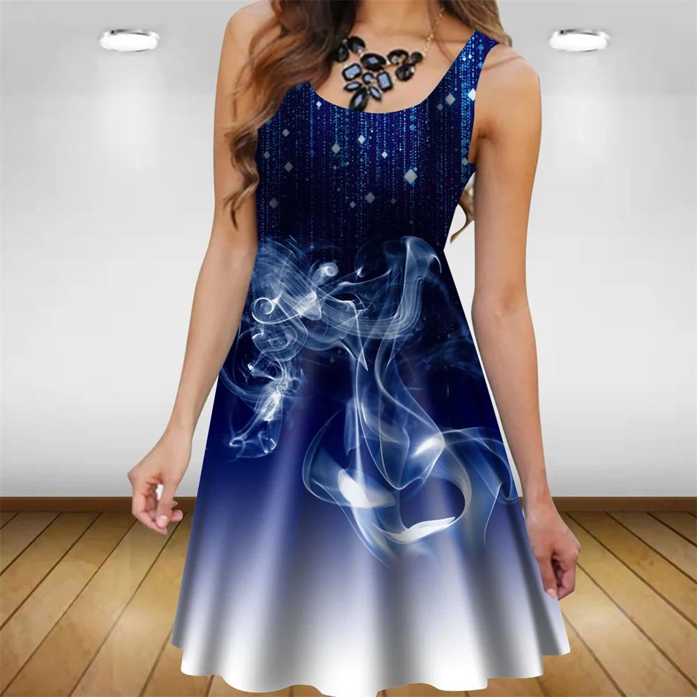 Robe d'été décontractée sans manches pour femmes, mode, ample, Sexy, Mini robe de soirée, imprimé dé