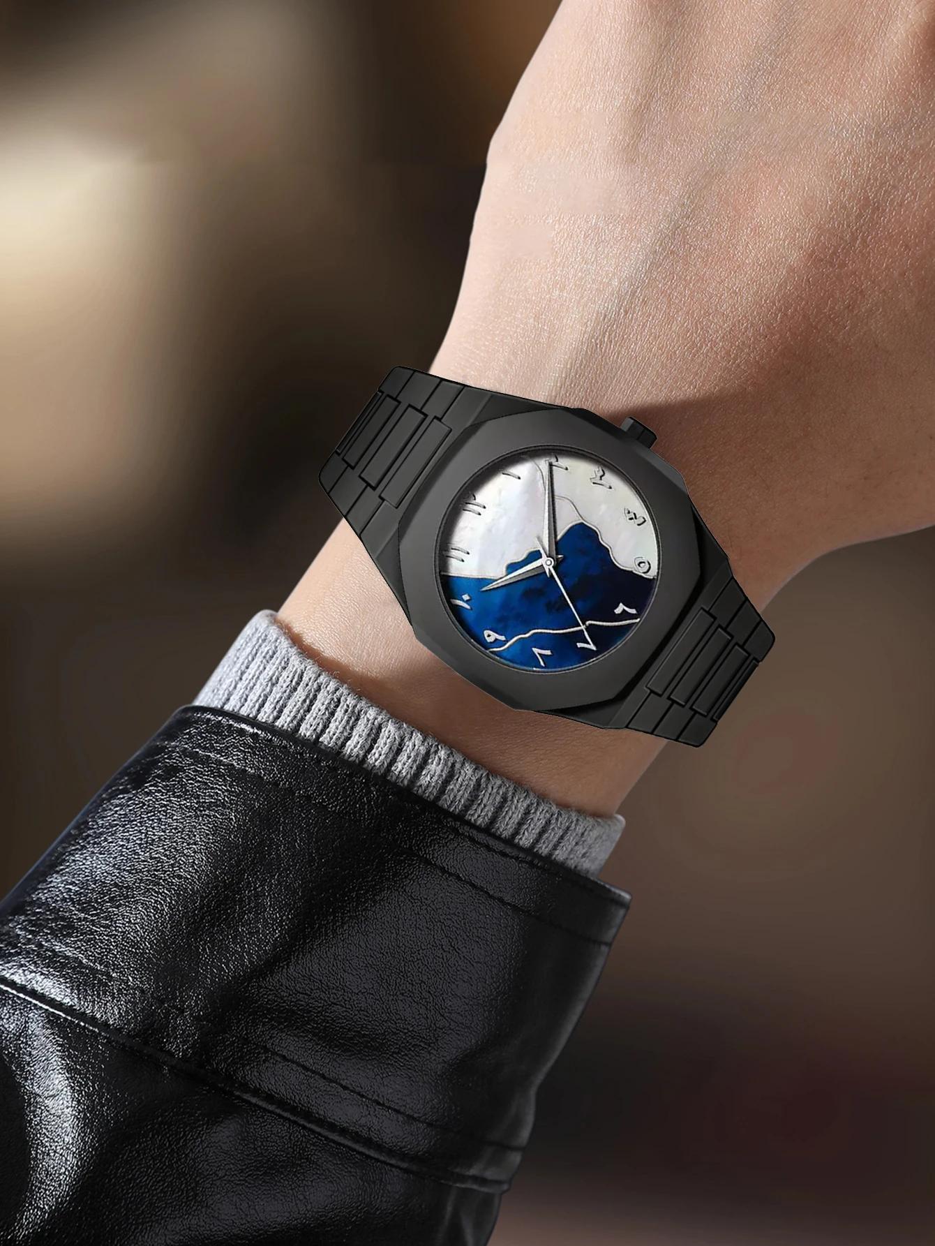 LUCKYFOXNew montres haut de gamme tendance pour hommes graffiti art montres à quartz