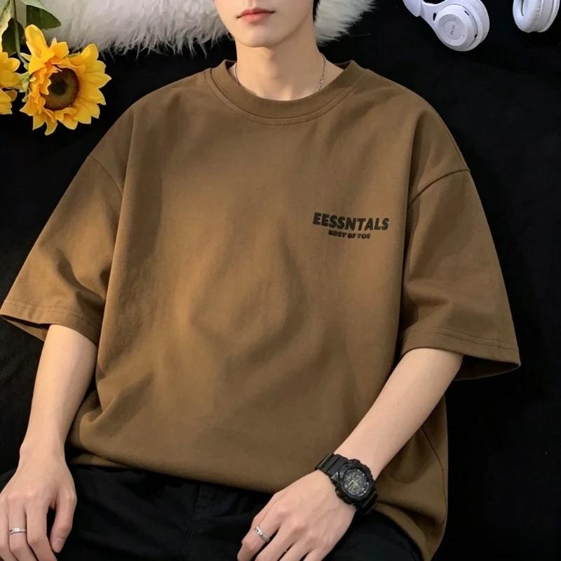 Nouveau style 2026 – T-shirt américain à manches courtes pour homme, style Hong Kong, simple, ample 