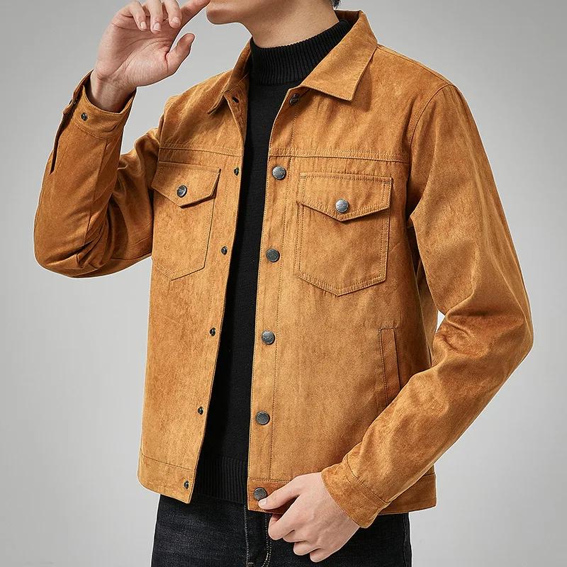Veste de style britannique pour homme, printemps et automne, veste décontractée en daim, tendance, b
