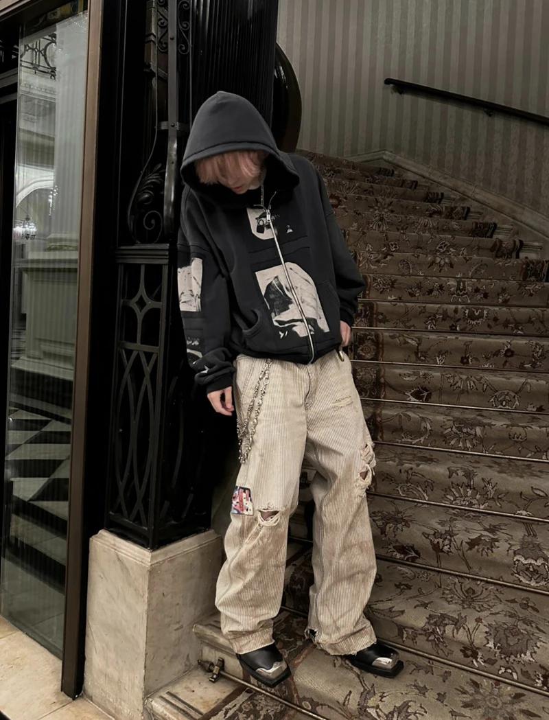 2025ss erd sweat à capuche High Street poche kangourou fermeture éclair manches longues à capuche po