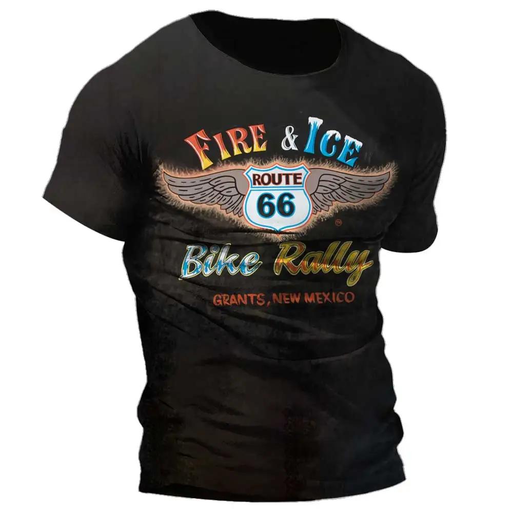 US Route 66 imprimé nouveau T-Shirt Vintage pour hommes taille européenne hauts Hip-Hop T-Shirt homm