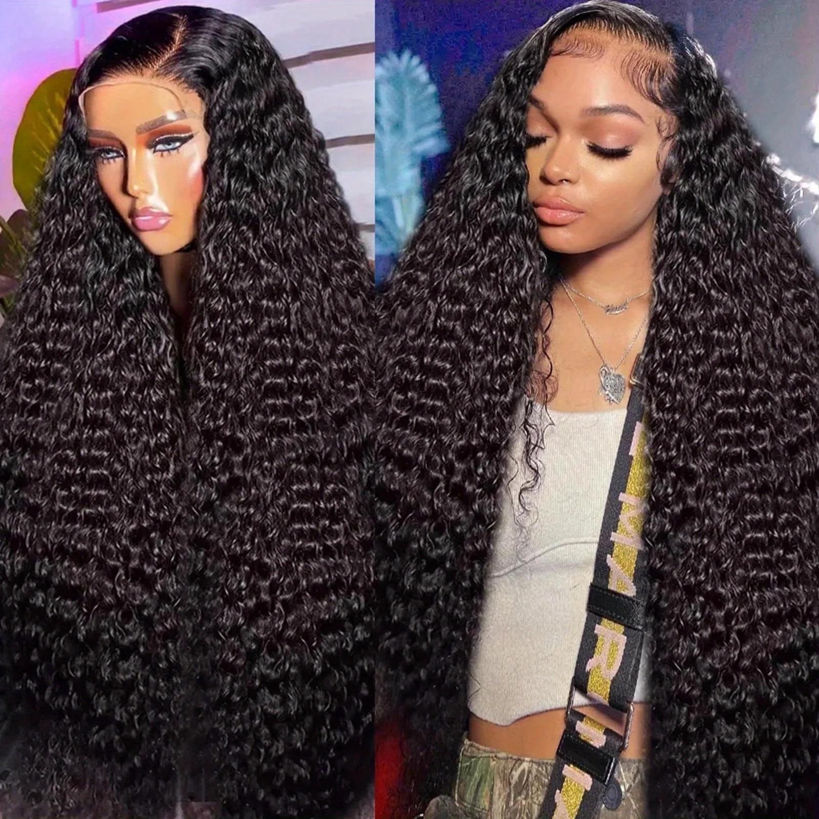 Perruque en cheveux humains Deep Wave avec dentelle frontale HD 13x6, sans colle, prête à porter, av