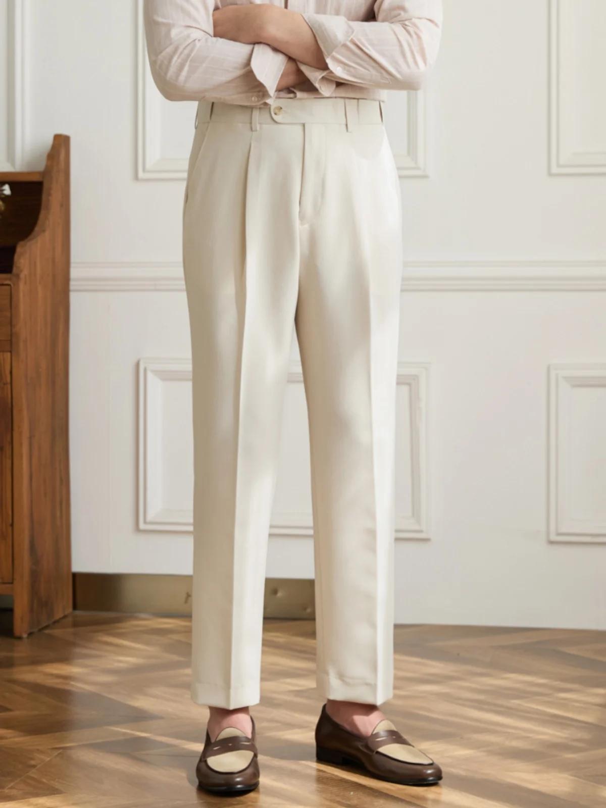 Mr. Deer San-Pantalon rétro à taille non repassable pour homme, style décontracté, coupe slim