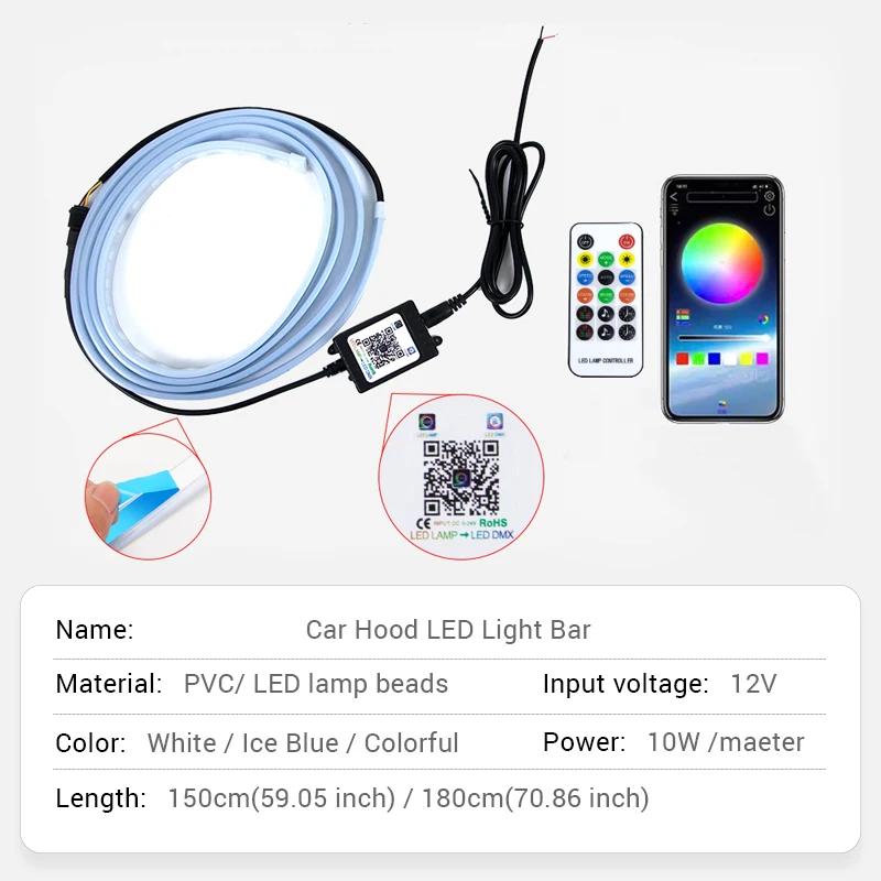 SEAMETAL12V Led feux de capot de voiture bande de phare Flexible lampes d'ambiance multicolores feux