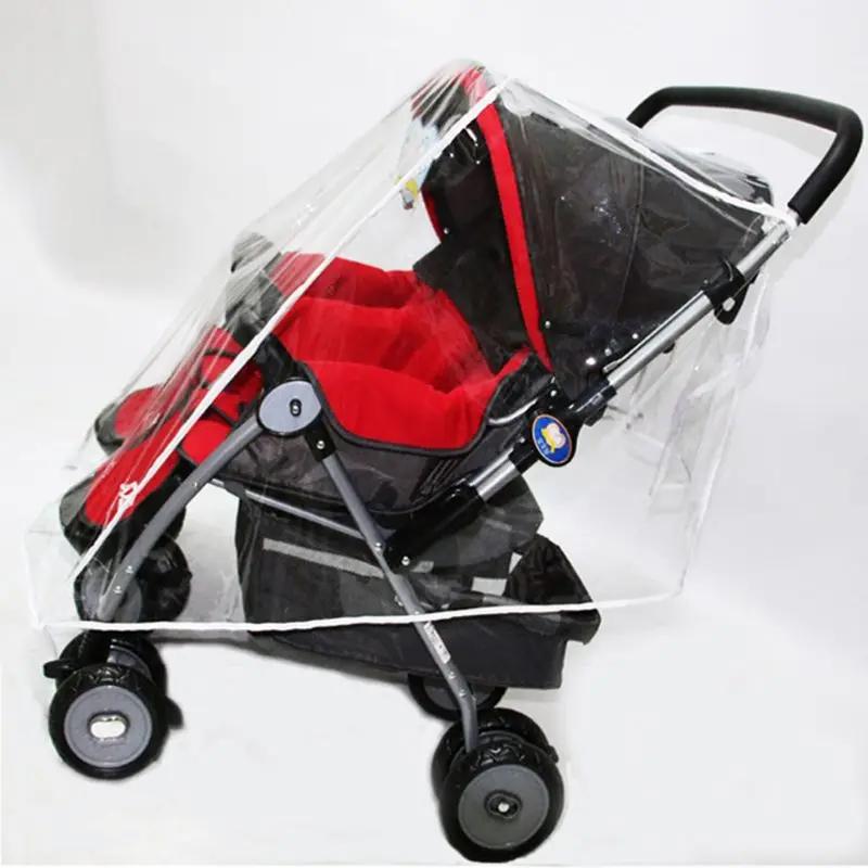 Housse pluie pour poussettes bébé, pour jumeaux, imperméable transparent, pare-vent poussière