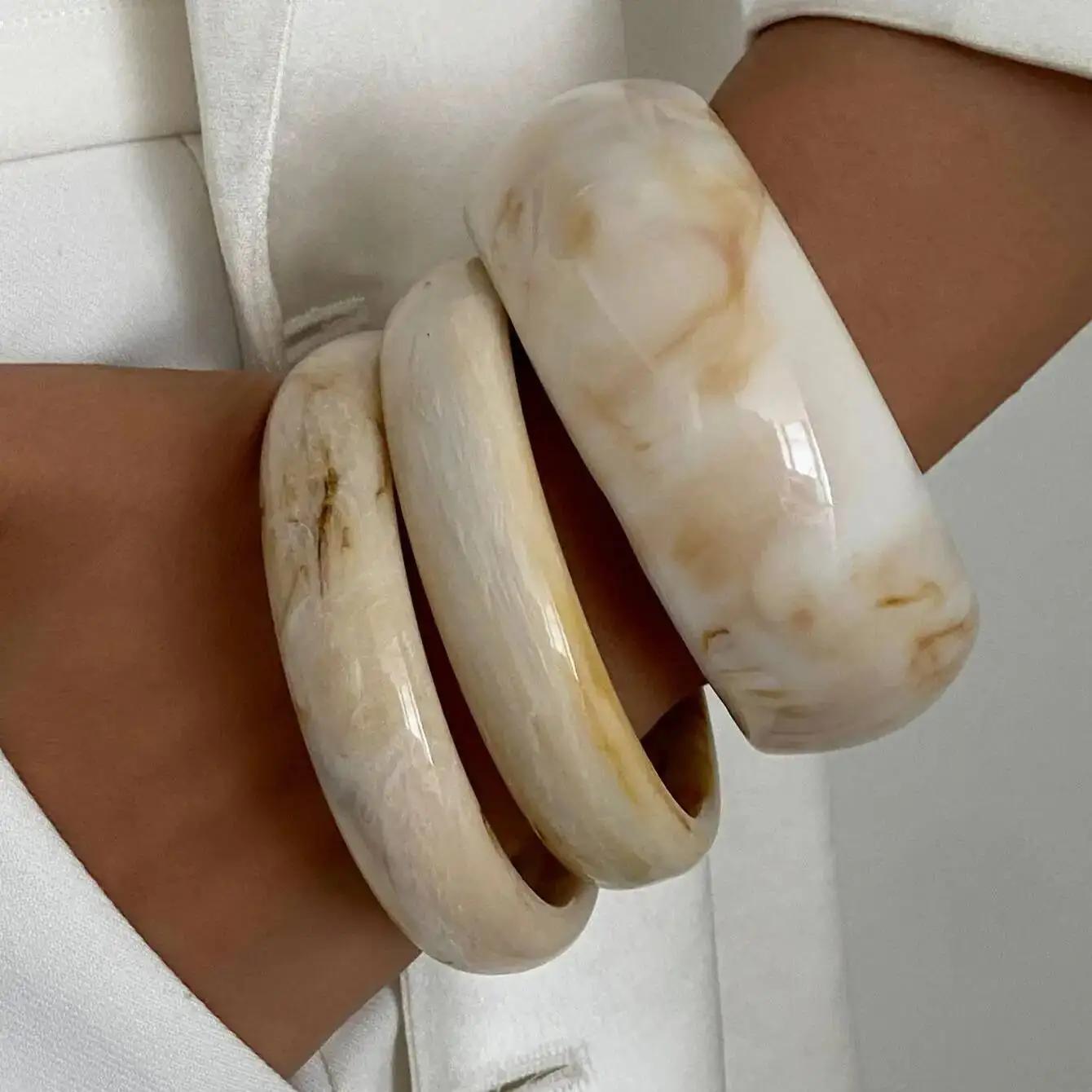Ingemark 3 pièces/ensemble Vintage Beige résine Bracelets pour femme à portée de main 2025 nouvelle 