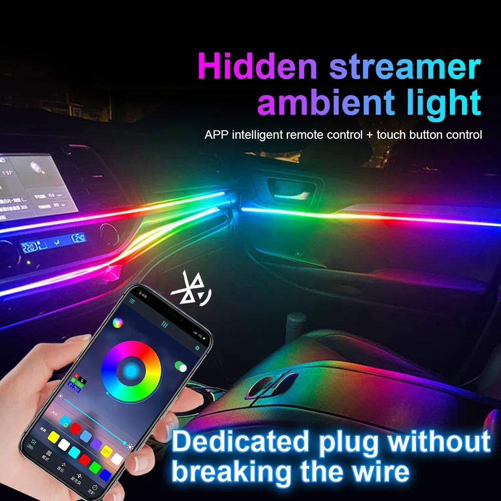 18 en 1 64 couleurs RGB symphonie voiture lumière ambiante intérieur acrylique Guide LED bande lumin