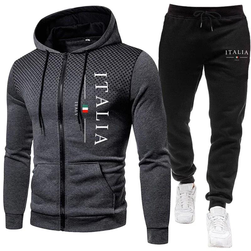 Automne hiver populaire hommes survêtement fermeture éclair à capuche et pantalons de survêtement ur